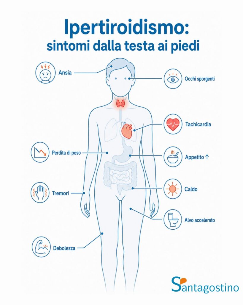 ipertiroidismo sintomi corpo